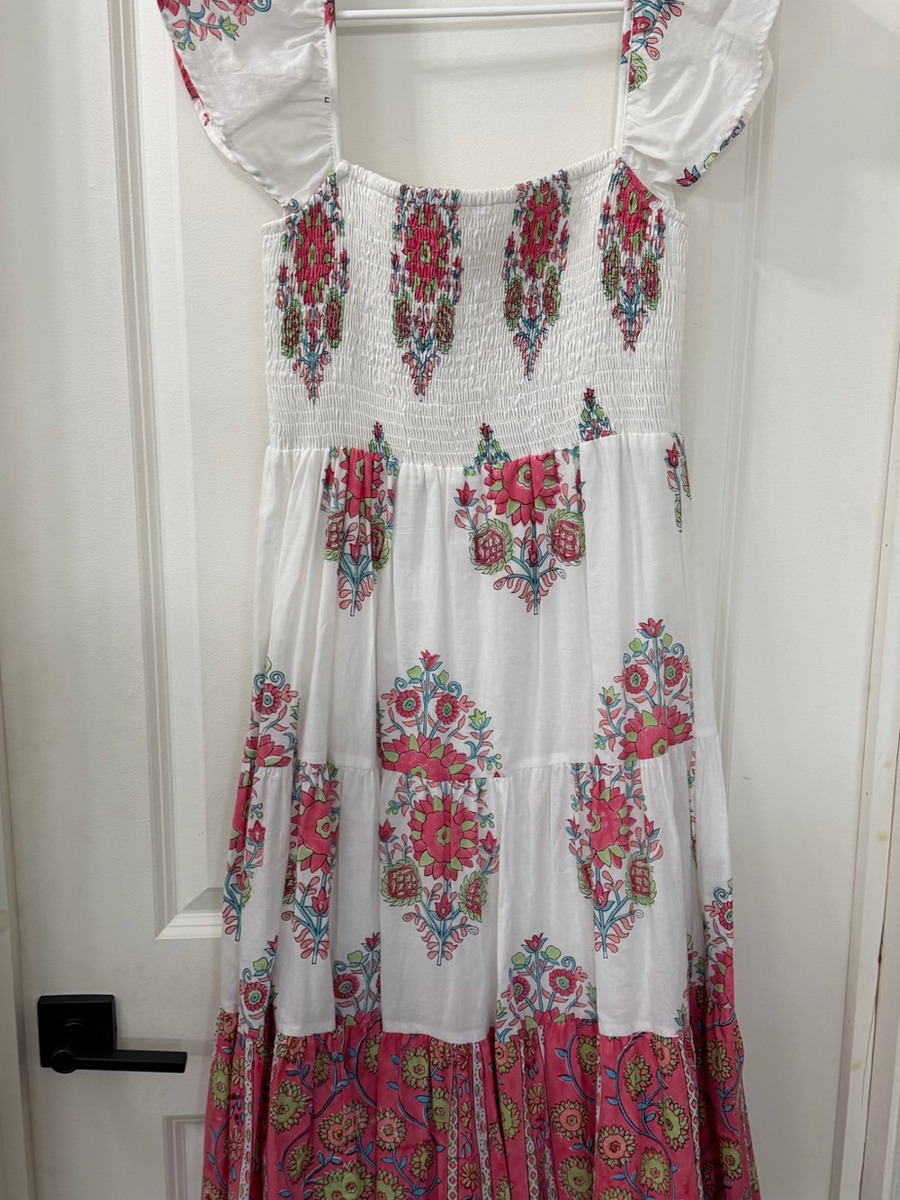 Victoria Dunn White Maxi Dress with Pink Floral Print - Picture 3 of 4